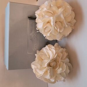 Ergasterium oversized white fabric roses-6 inch diameter (Two roses)